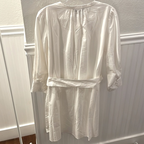 NWT Banana Republic off white belted poplin dress, petite large - Picture 4 of 9